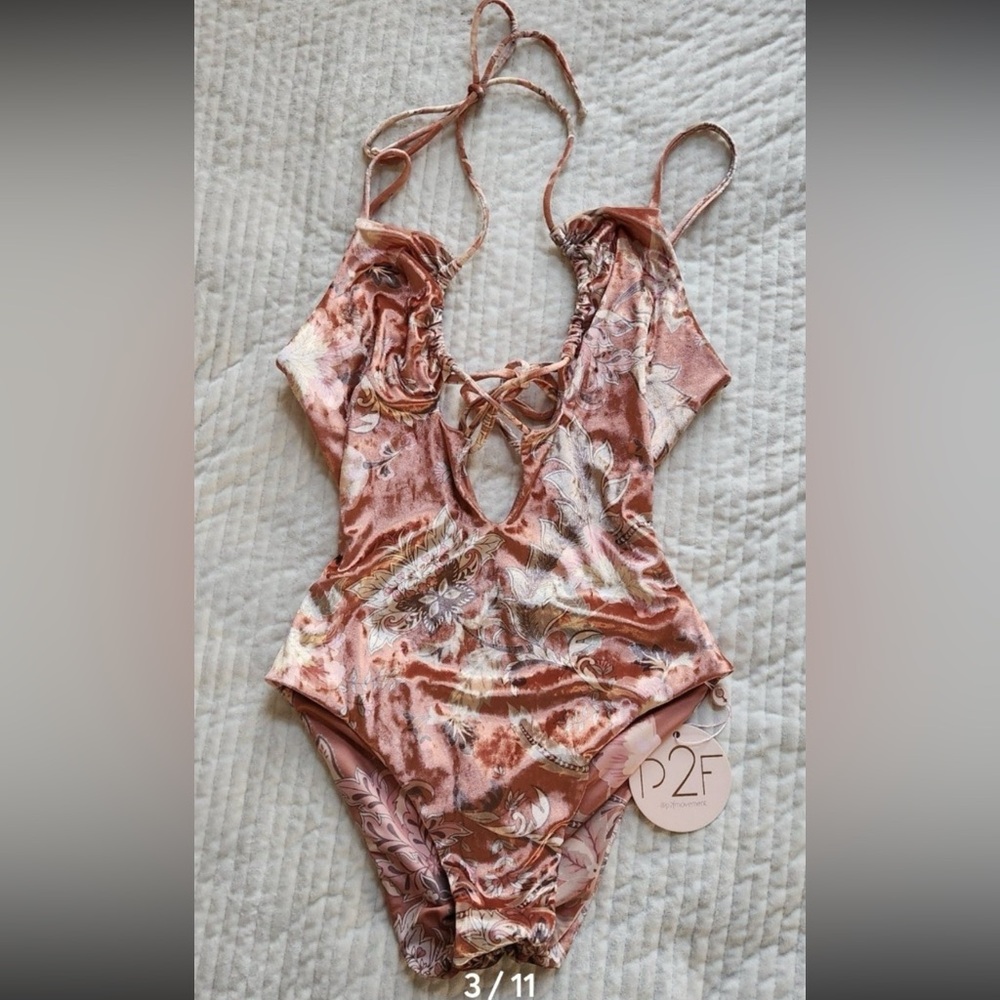 NWT Power 2 The Flower P2F Velvet one piece swimsuit size S